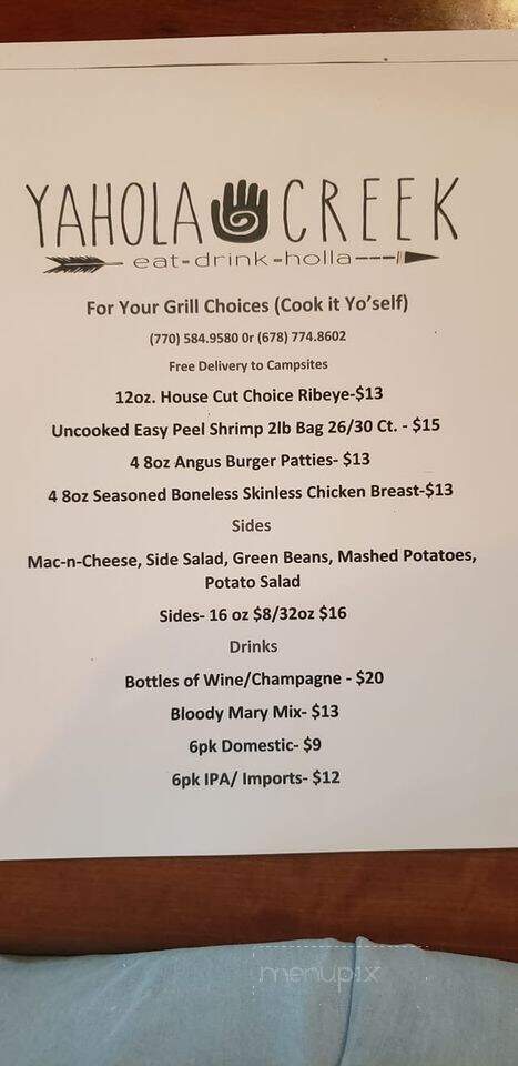 Yahola Creek - Flovilla, GA menu_pic
