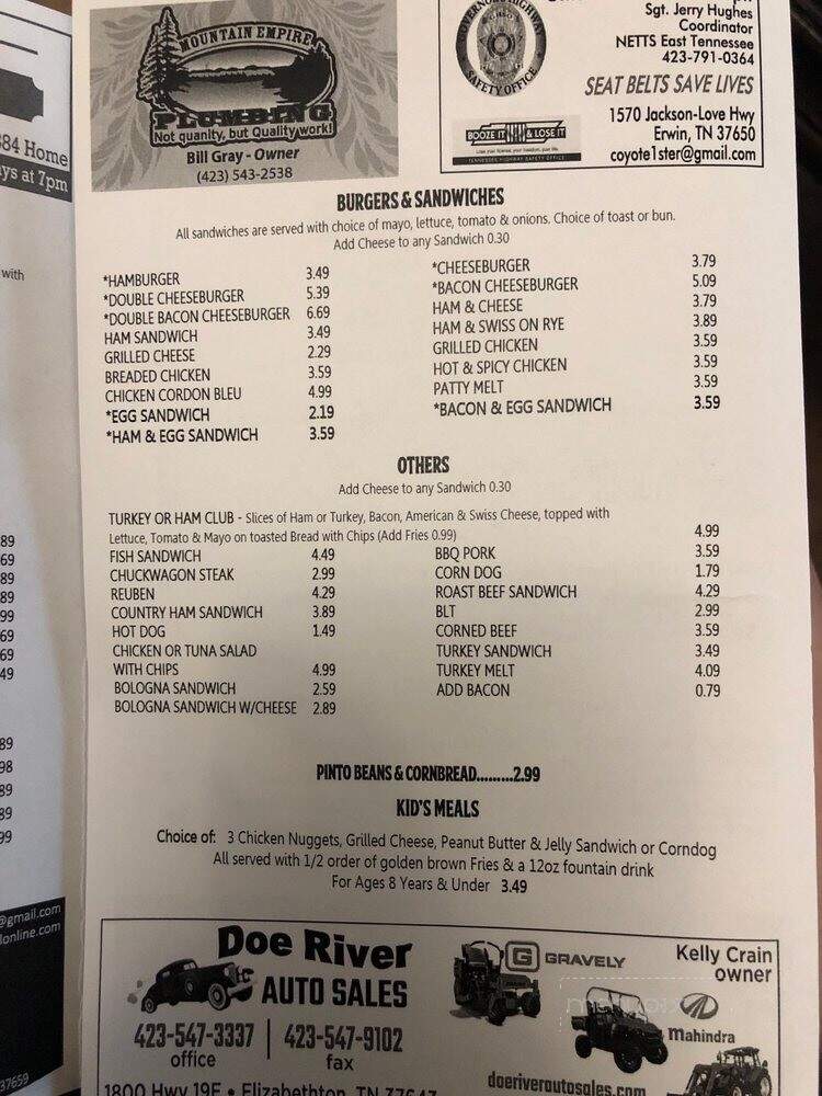 Wayne & Nancy's Family Restaurant - Elizabethton, TN menu_pic
