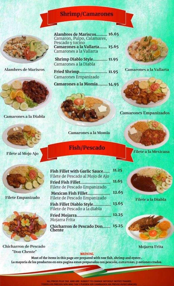 Don Chente Mexican & Seafood Restaurant - Bryan, TX menu_pic