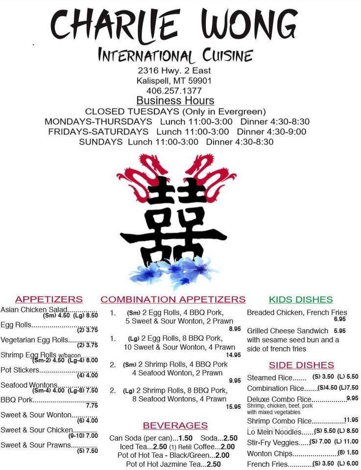 Charlie Wong's Saigon Garden - Kalispell, MT menu_pic