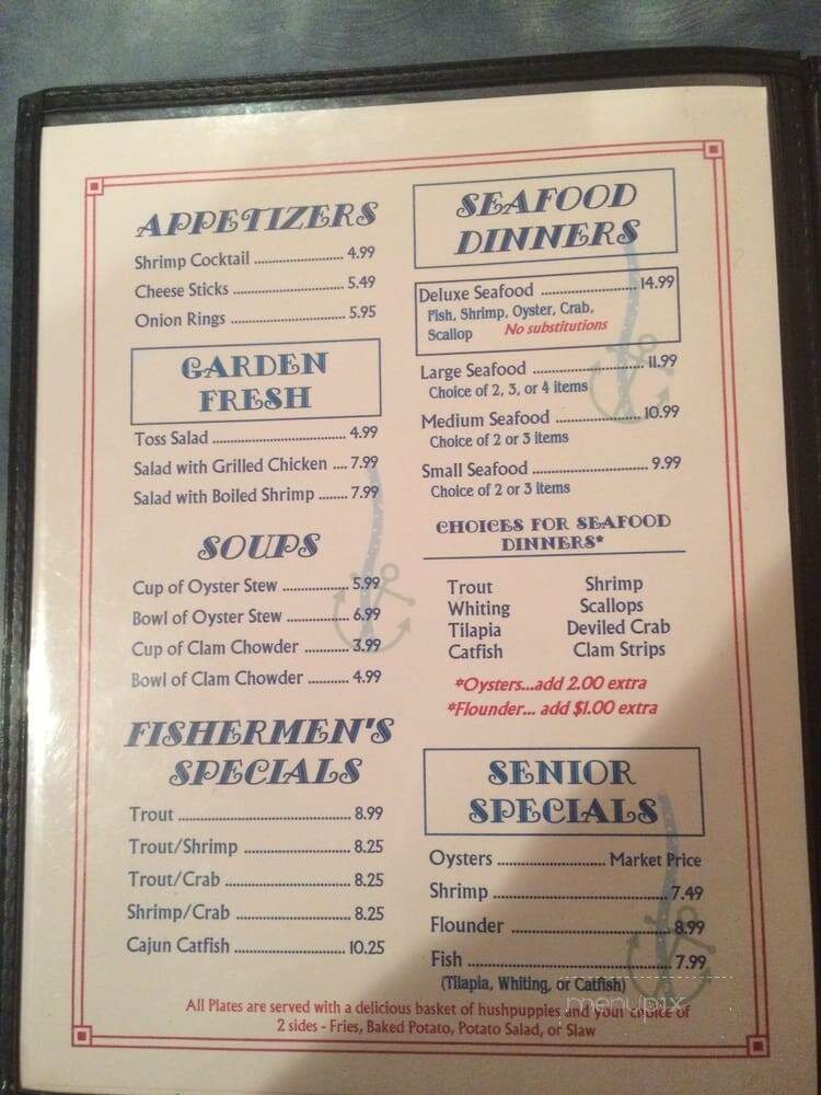 Sandpiper Seafood - Clinton, NC menu_pic