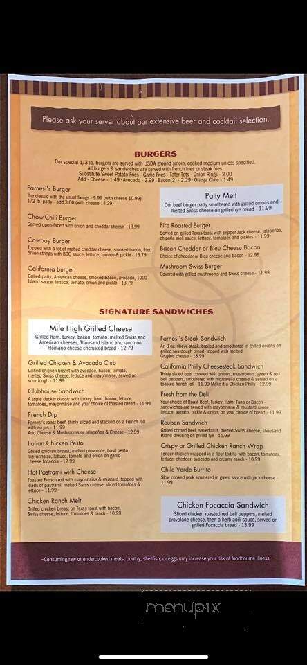 Farnesi's Steakhouse - Chowchilla, CA menu_pic