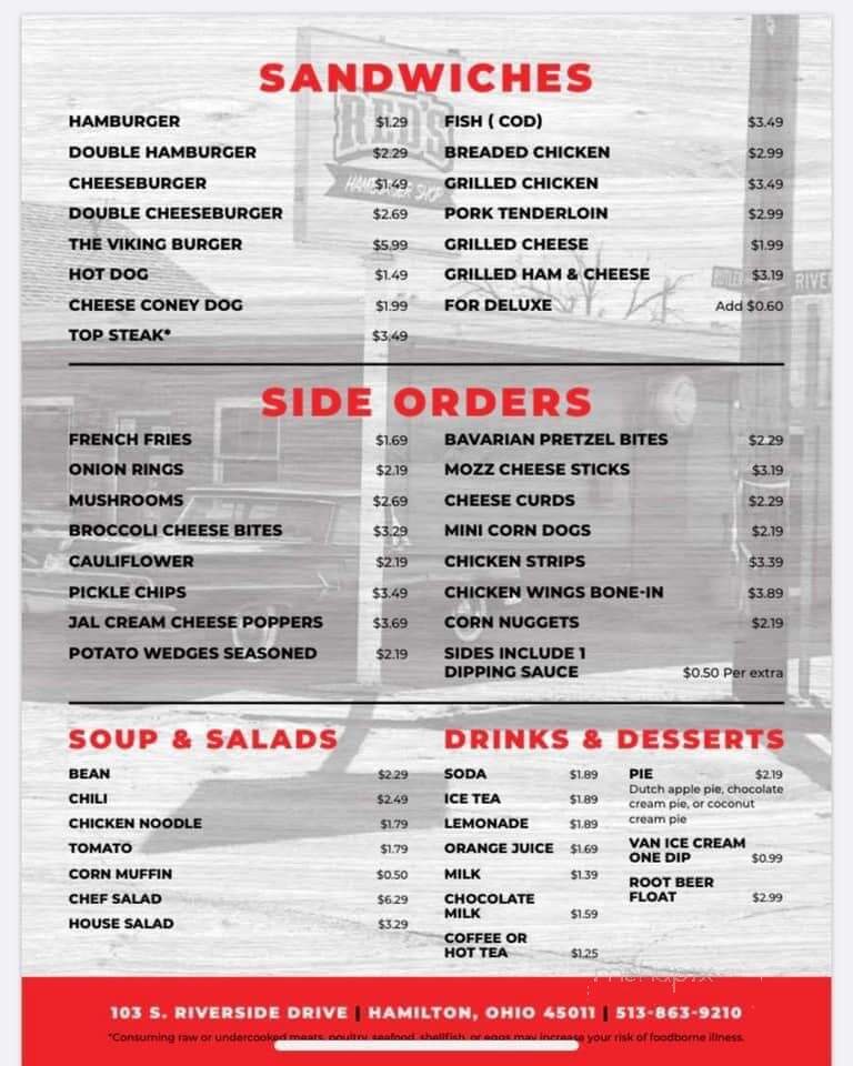 Red's Hamburgers - Hamilton, OH menu_pic