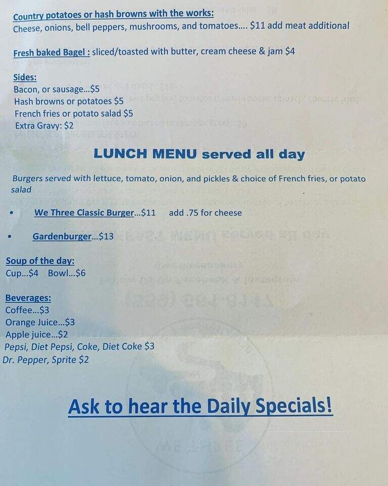 We Three Bakery - Three Rivers, CA menu_pic