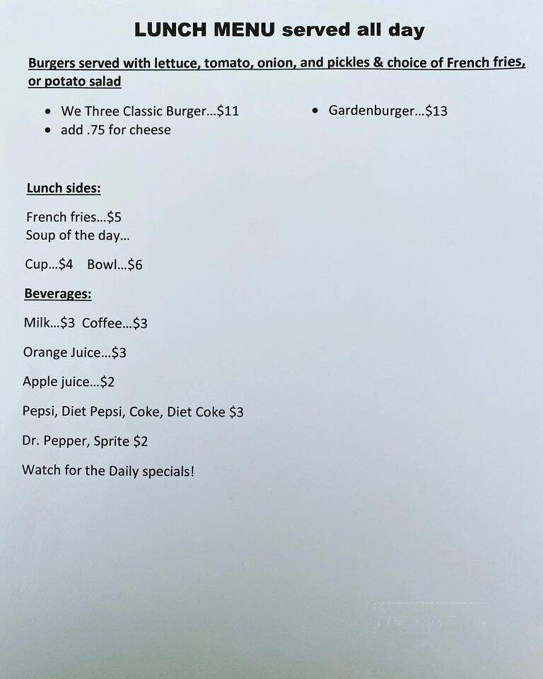 We Three Bakery - Three Rivers, CA menu_pic