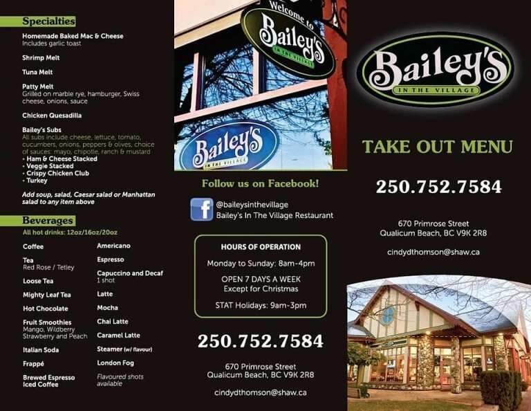 Bailey's In The Village - Qualicum Beach, BC menu_pic