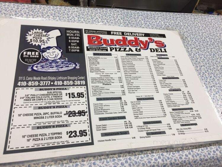 Buddy's Pizza & Deli - Linthicum Heights, MD menu_pic