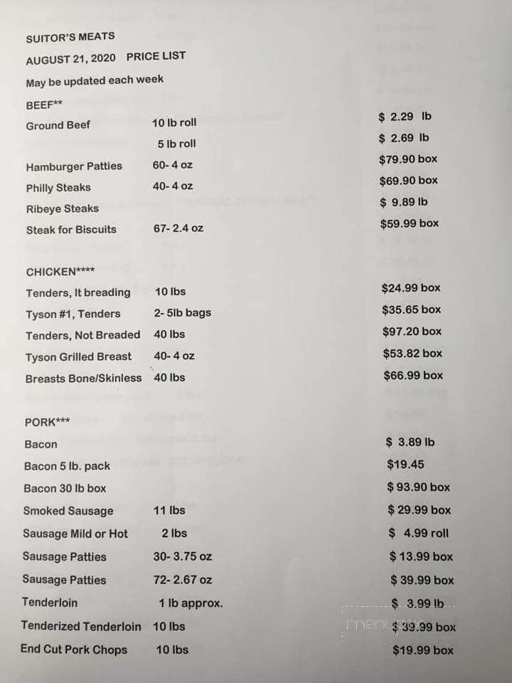 Suitor's Meat Co - Rienzi, MS menu_pic