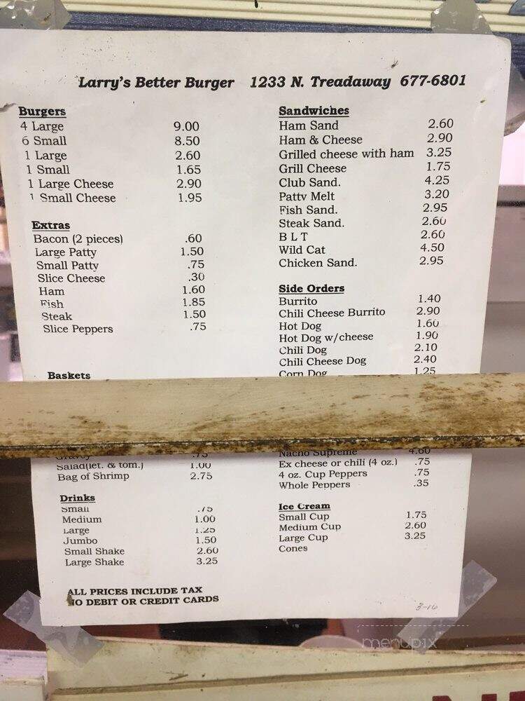 Larry's Better Burger Drive-In - Abilene, TX menu_pic