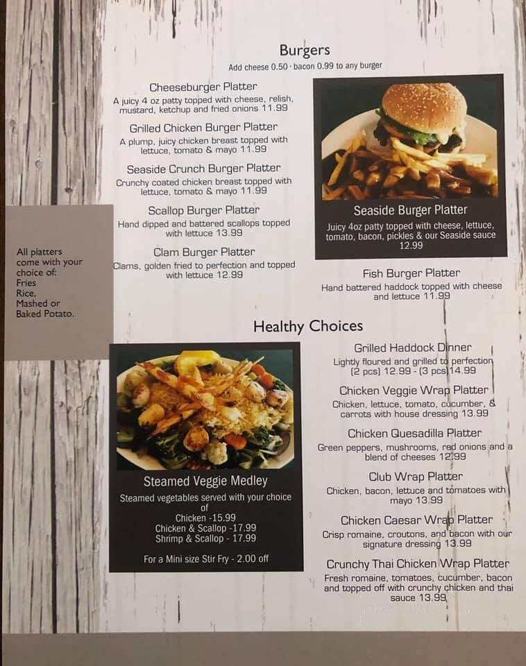 Seaside Grill Restaurant & Take-out - Richibucto, NB menu_pic