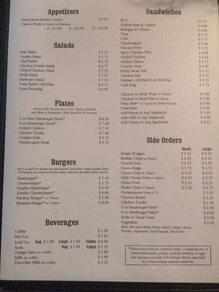 Saddle Mountain Cafe - Ennice, NC menu_pic