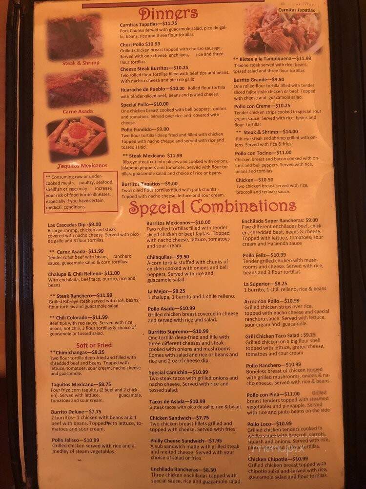 Las Cascadas - Ninety Six, SC menu_pic