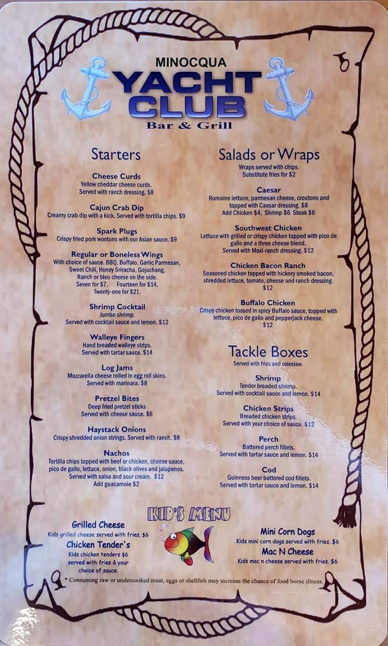 green pond yacht club menu