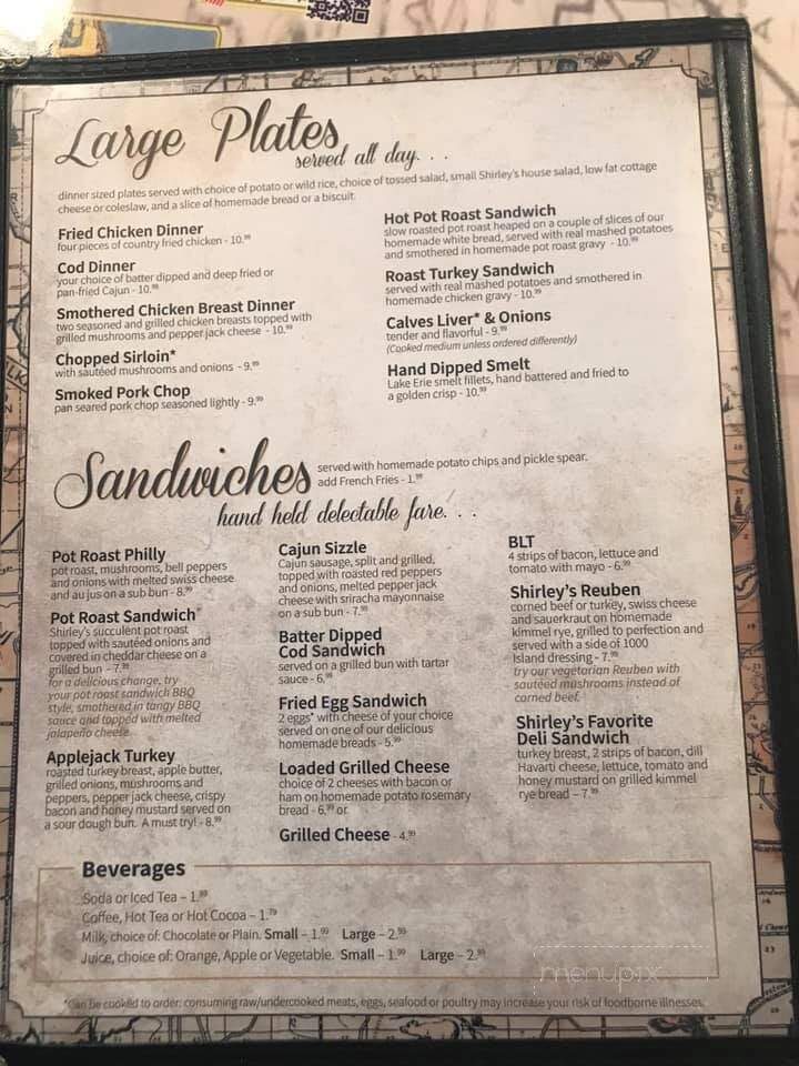 Shirley's In the Woods - Kalkaska, MI menu_pic