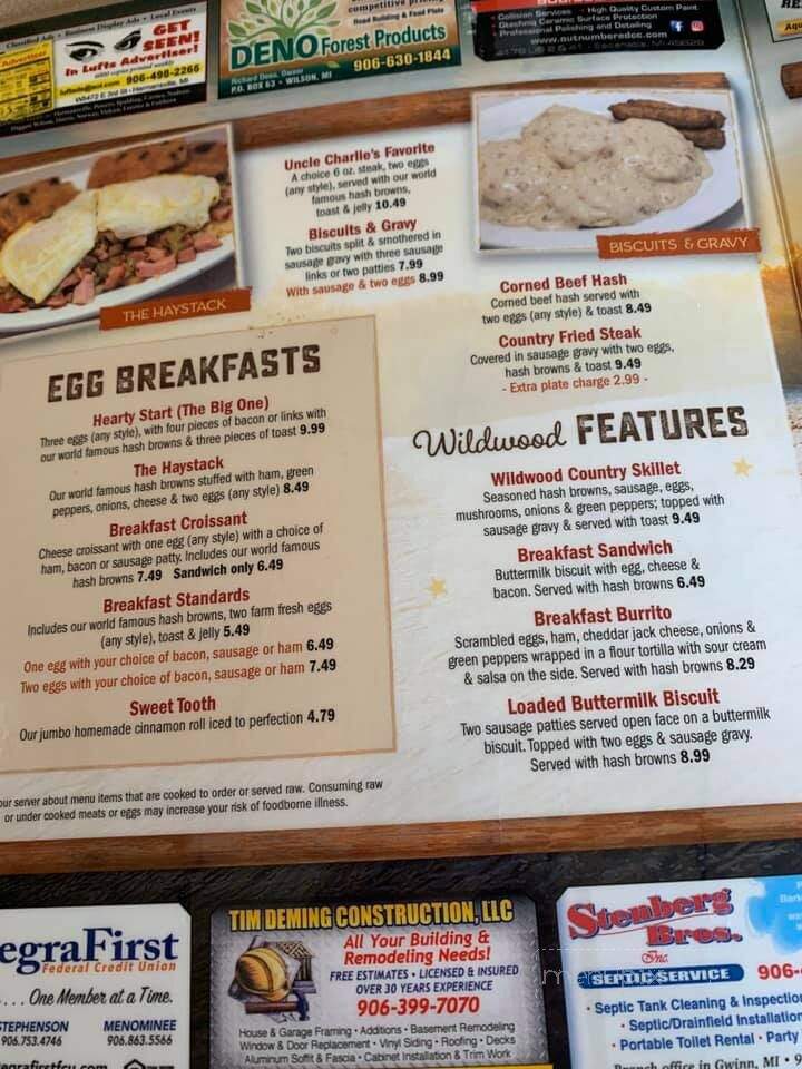 Wildwood Restaurant - Hermansville, MI menu_pic