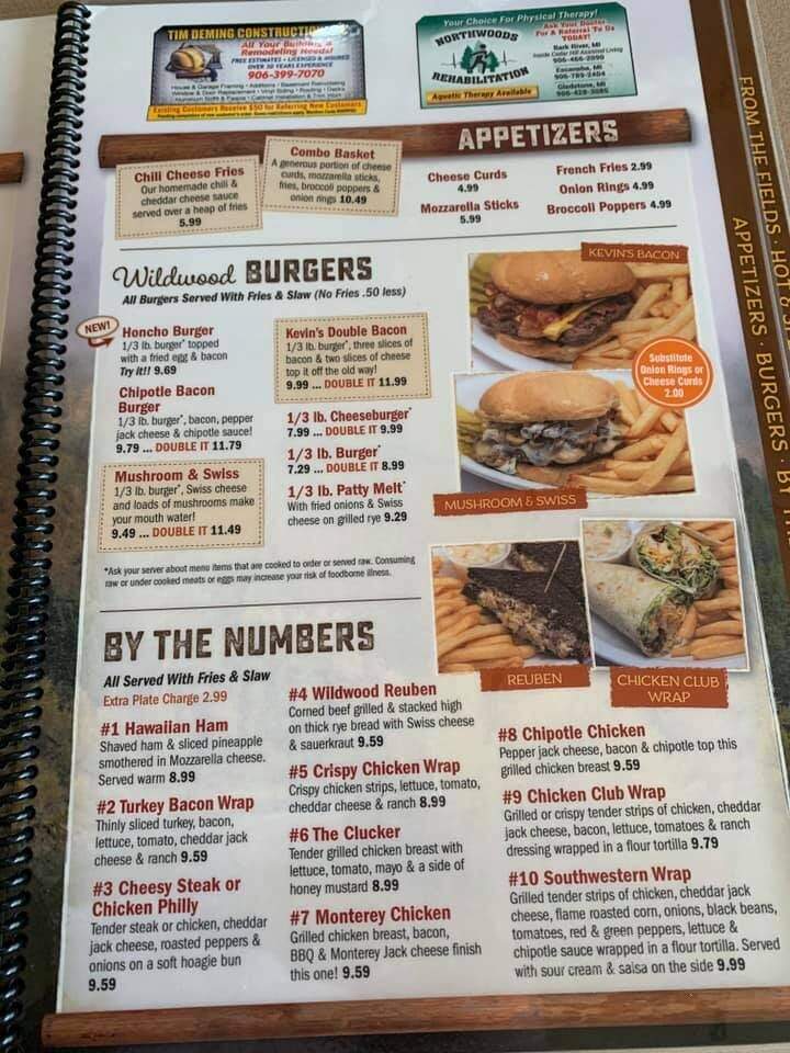 Wildwood Restaurant - Hermansville, MI menu_pic