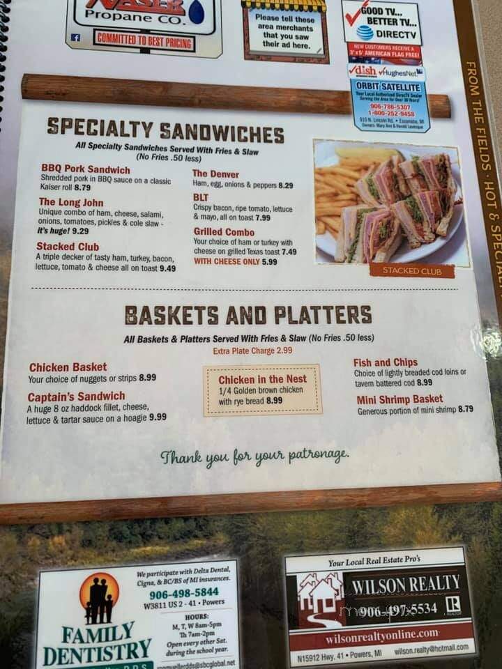 Wildwood Restaurant - Hermansville, MI menu_pic