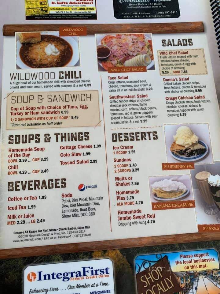 Wildwood Restaurant - Hermansville, MI menu_pic