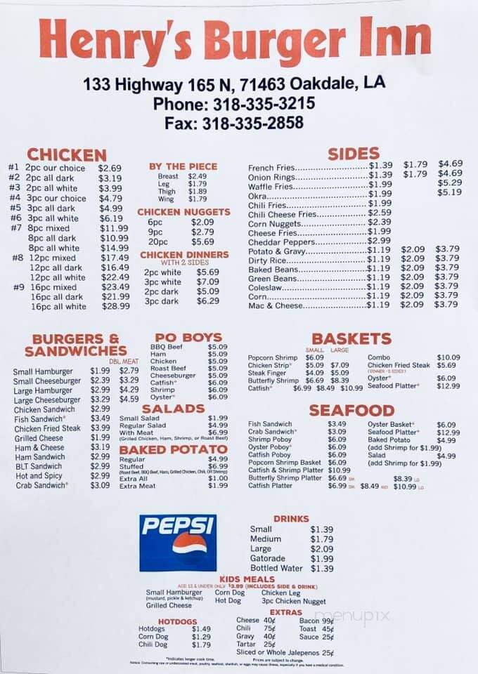 Burger Inn - Oakdale, LA menu_pic
