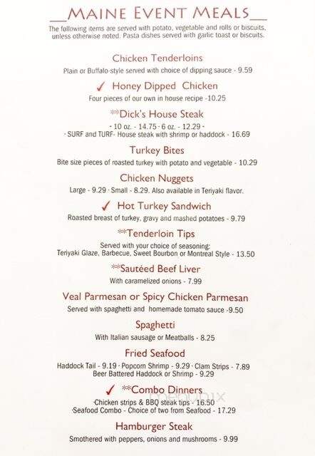 Dick's Restaurant - Mexico, ME menu_pic