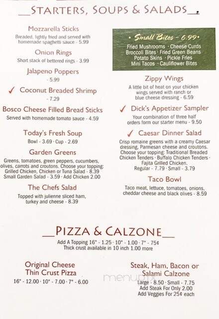 Dick's Restaurant - Mexico, ME menu_pic