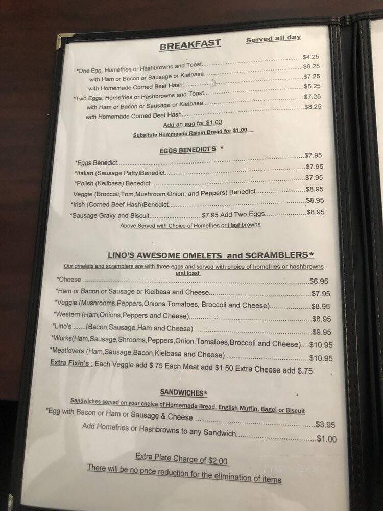 Lino's Restaurant - Sanbornville, NH menu_pic