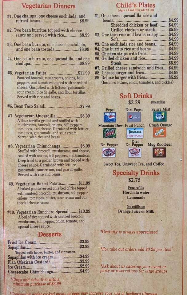 La Villa - Mena, AR menu_pic