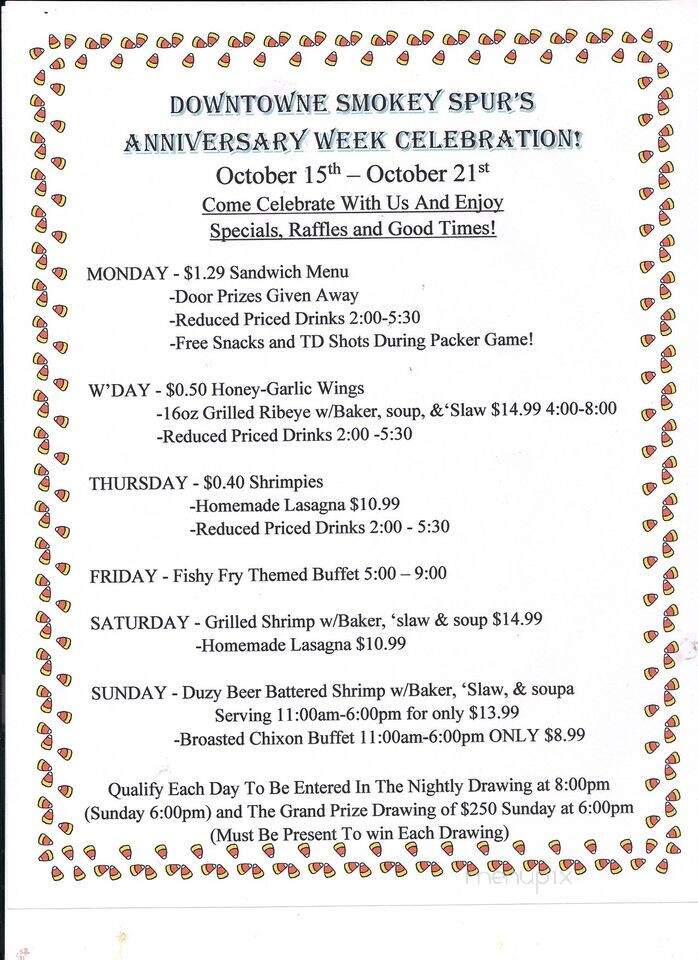 Smokey Spur Bar & Grill - Amherst, WI menu_pic