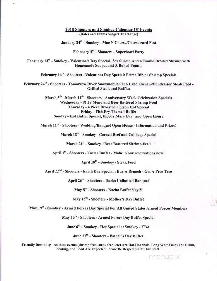 Smokey Spur Bar & Grill - Amherst, WI menu_pic