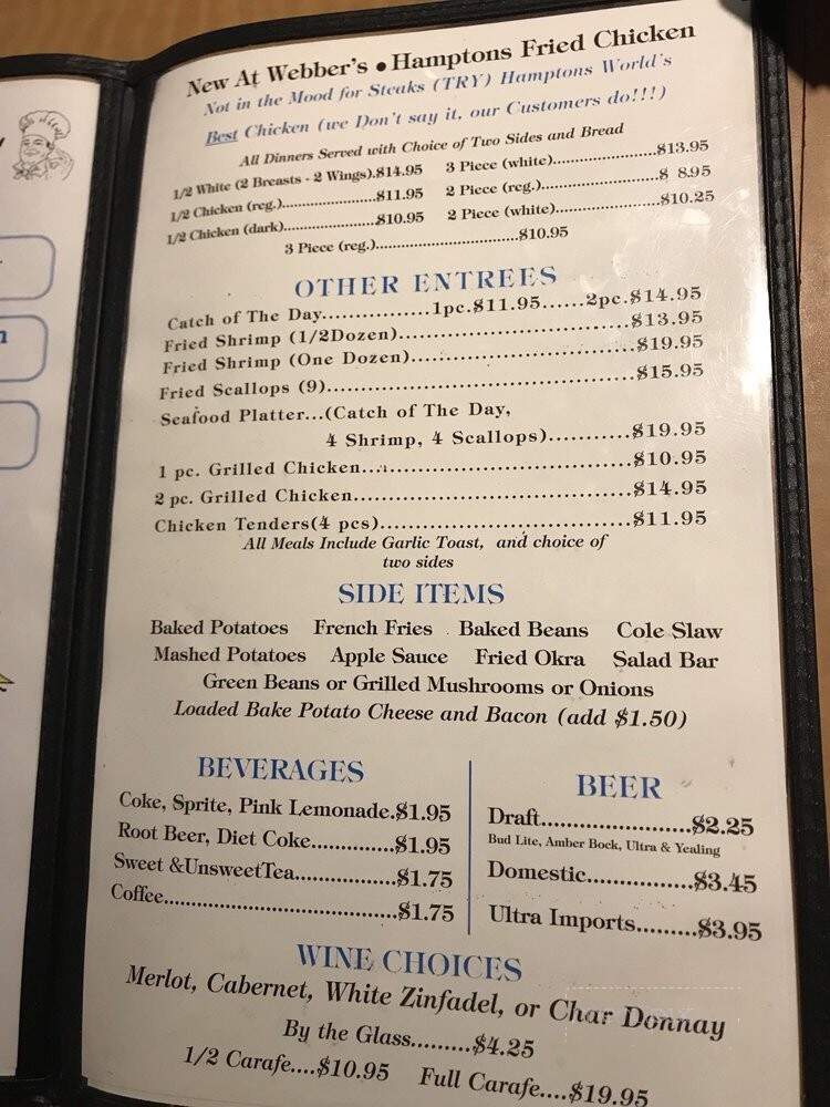 Webbers Steak House - South Daytona, FL menu_pic