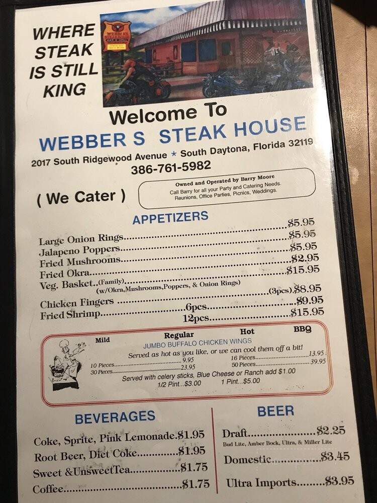 Webbers Steak House - South Daytona, FL menu_pic