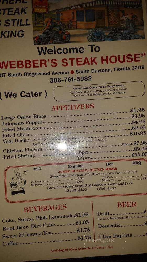 Webbers Steak House - South Daytona, FL menu_pic