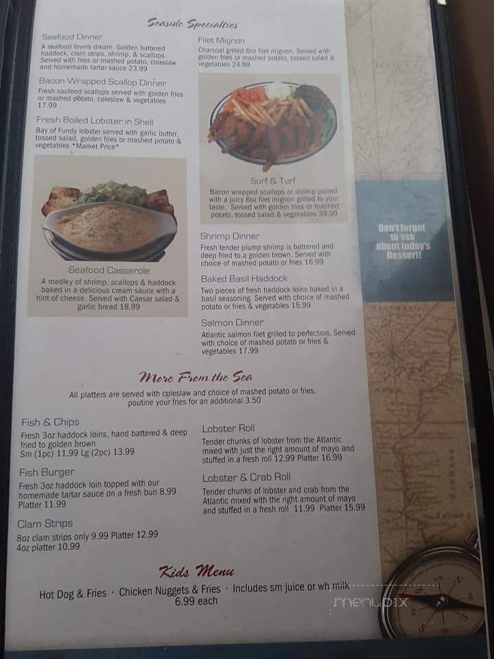 Seaside Restaurant & Take Out - Saint Martins, NB menu_pic