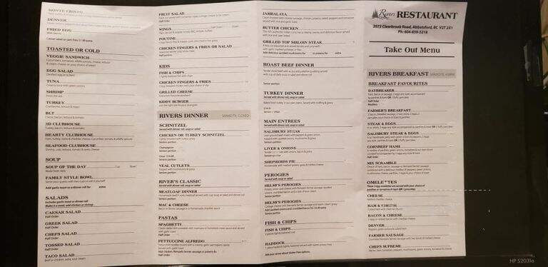 Rivers Restaurant - Abbotsford, BC menu_pic