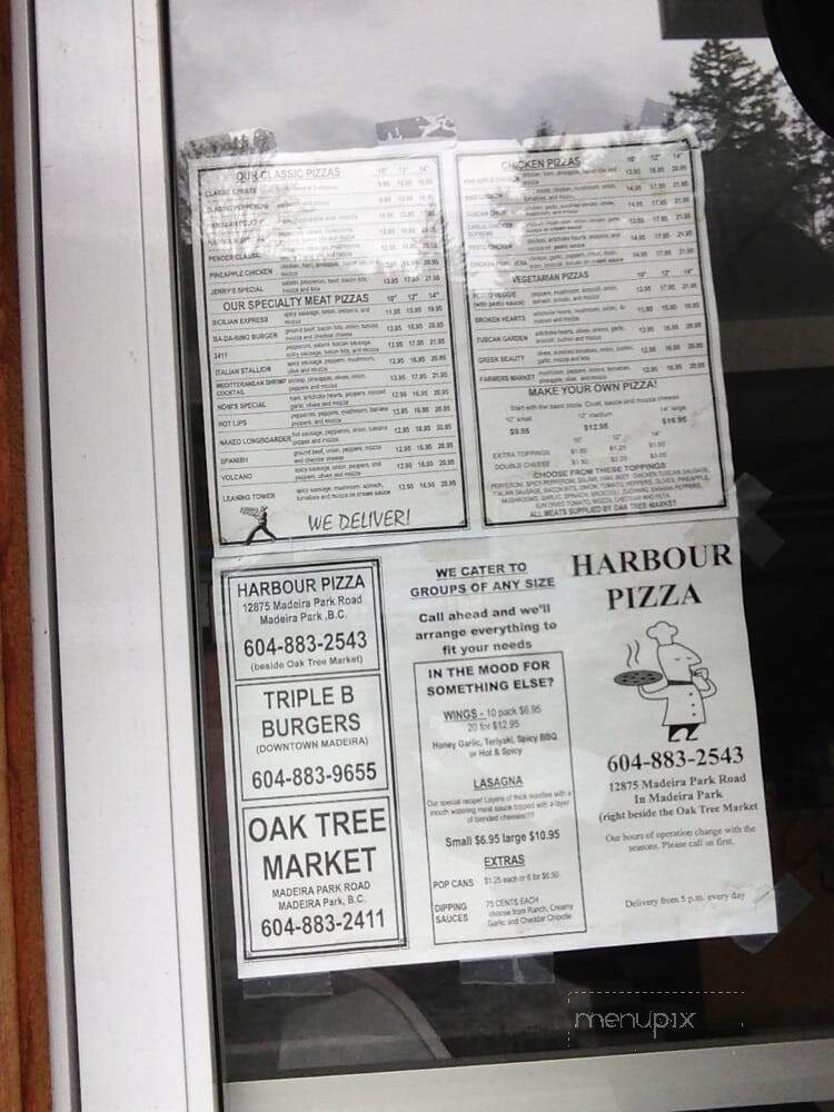 Harbour Pizza - Madeira Park, BC menu_pic