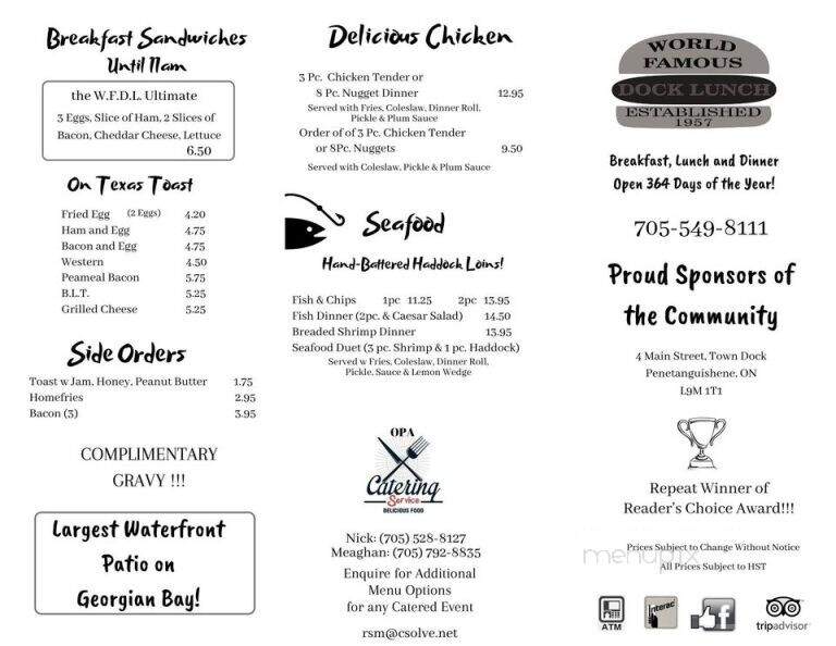 Dock Lunch - Penetanguishene, ON menu_pic