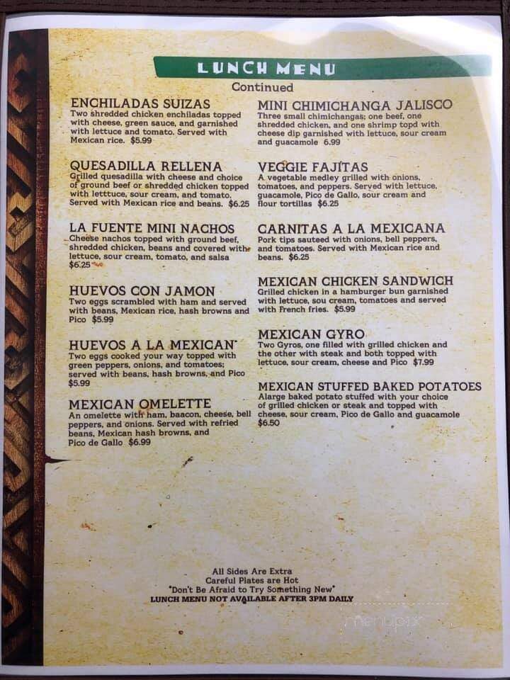 La Fuente Mexican Restaurant - Flora, IL menu_pic