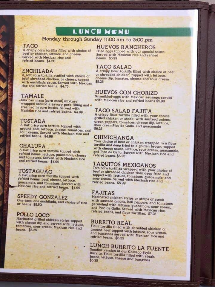 La Fuente Mexican Restaurant - Flora, IL menu_pic