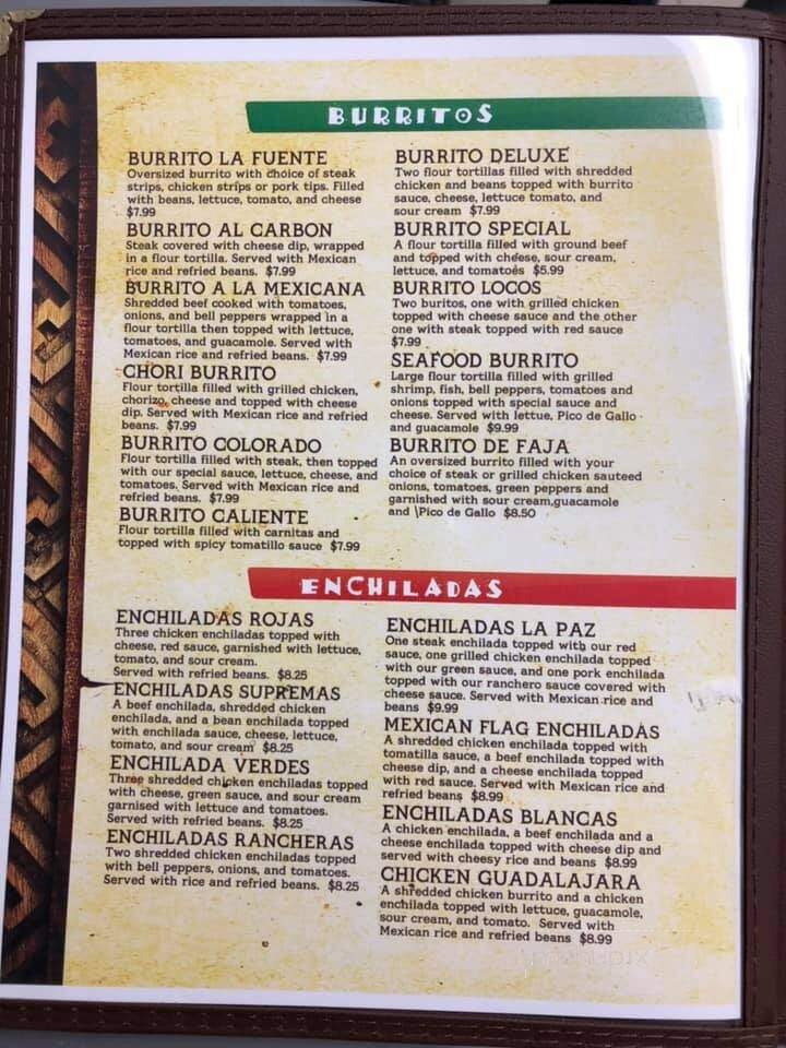 La Fuente Mexican Restaurant - Flora, IL menu_pic