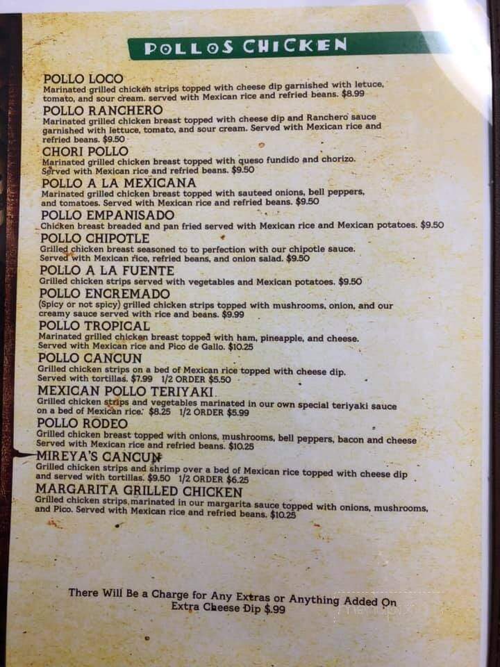 La Fuente Mexican Restaurant - Flora, IL menu_pic