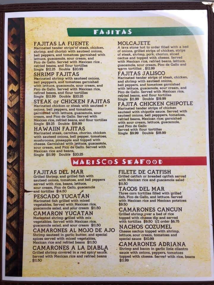 La Fuente Mexican Restaurant - Flora, IL menu_pic