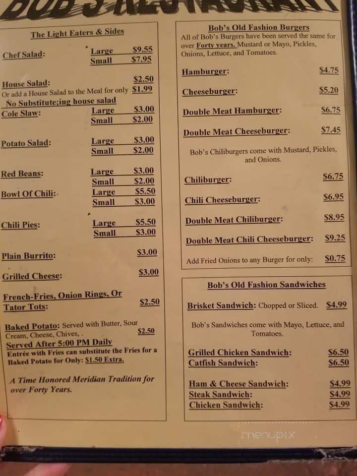 Bob's Landmark Eatery - Comanche, OK menu_pic