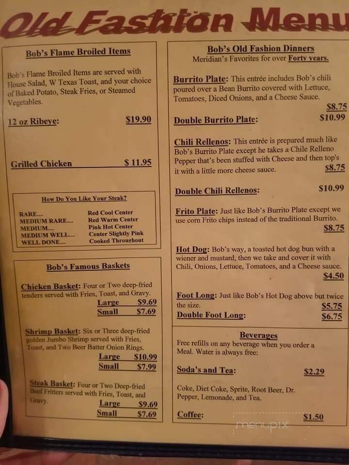 Bob's Landmark Eatery - Comanche, OK menu_pic