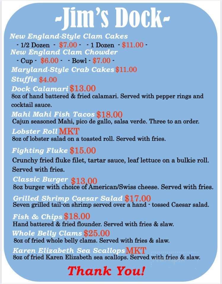 Jim's Dock Inc - Wakefield, RI menu_pic