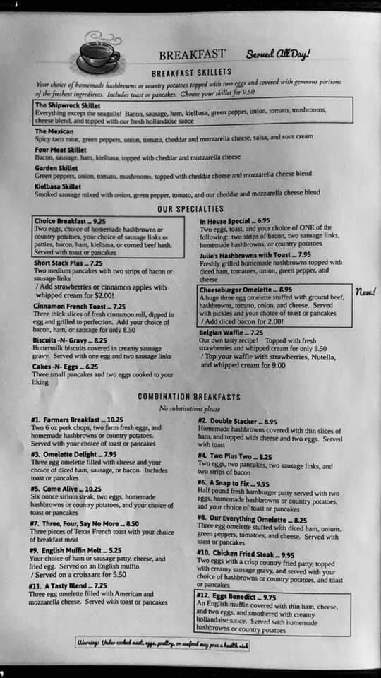 Julie's Family Restaurant - Superior, WI menu_pic