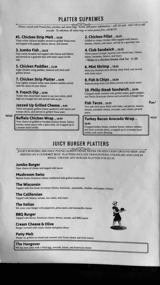 Julie's Family Restaurant - Superior, WI menu_pic