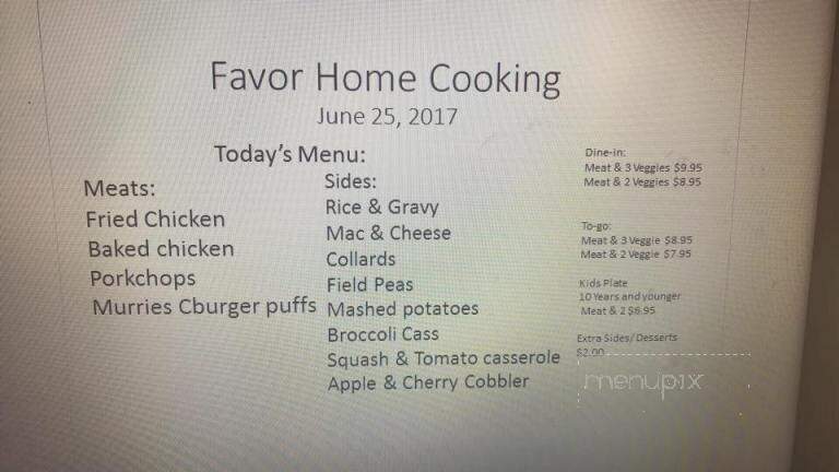 Favor Home Cooking - Anderson, SC menu_pic