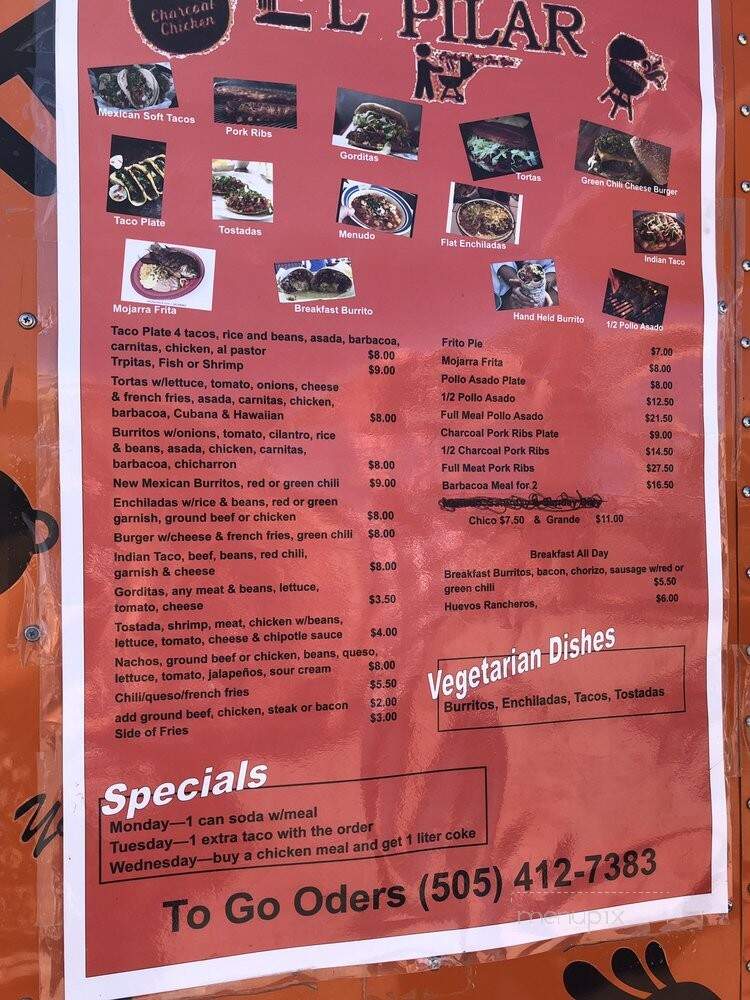 El Pilar Food Truck - Espanola, NM menu_pic
