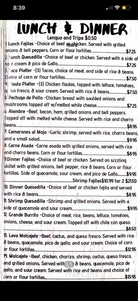 Tacos Miguel - Brownsboro, TX menu_pic