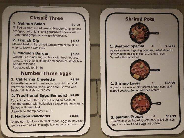 Number Three Restaurant - Laguna Beach, CA menu_pic